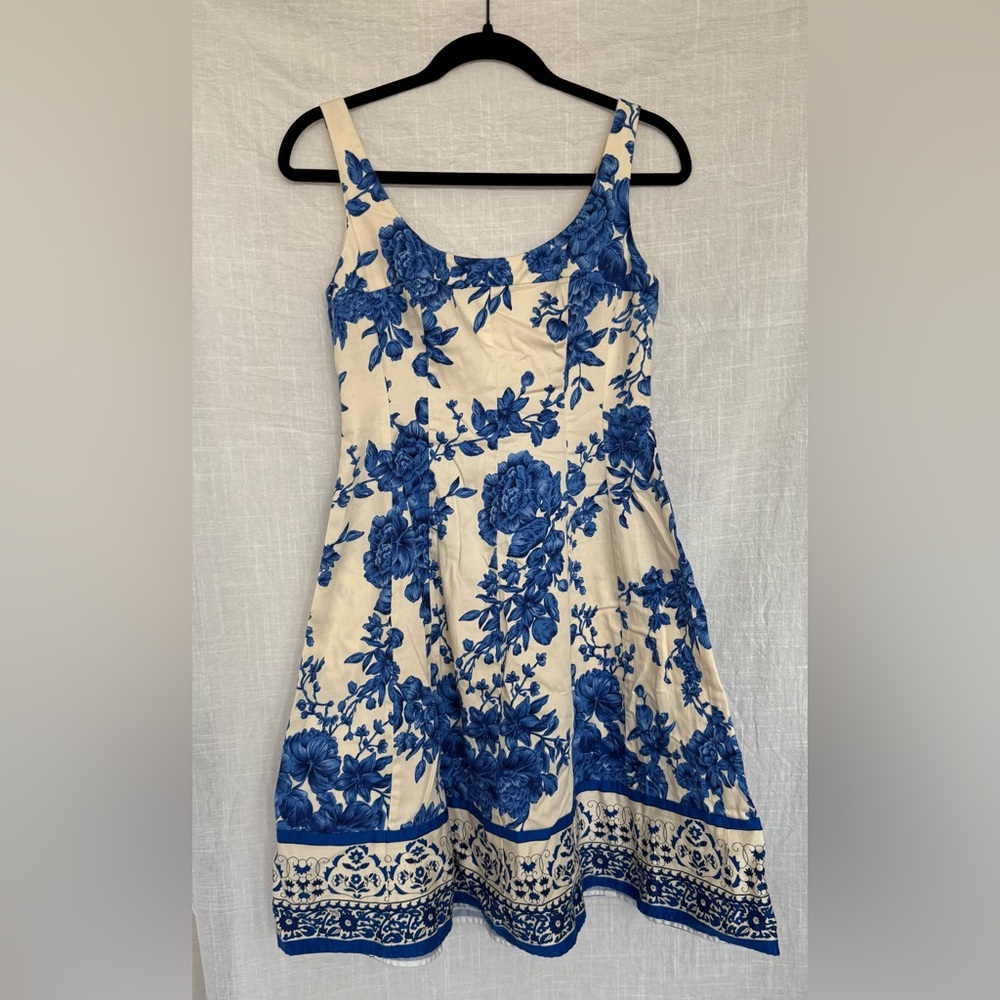 Jones Wear Cream and Navy Dress